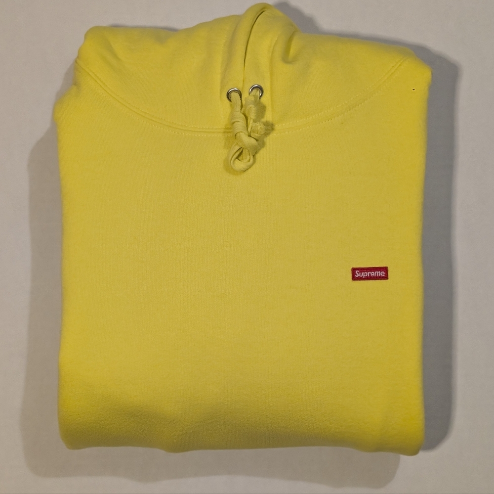 Supreme Small Box Hooded Sweatshirt Lemon Retail $148 Large Hoodie - Picture 7 of 9